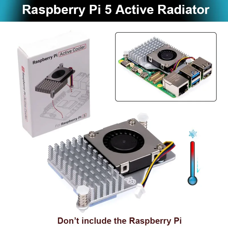 Raspberry Pi 5 Active Radiator Turbo Fan Active Cooler Adjustable Speed Cooling Fan Metal Heatsink Radiator for RPI 5 Original