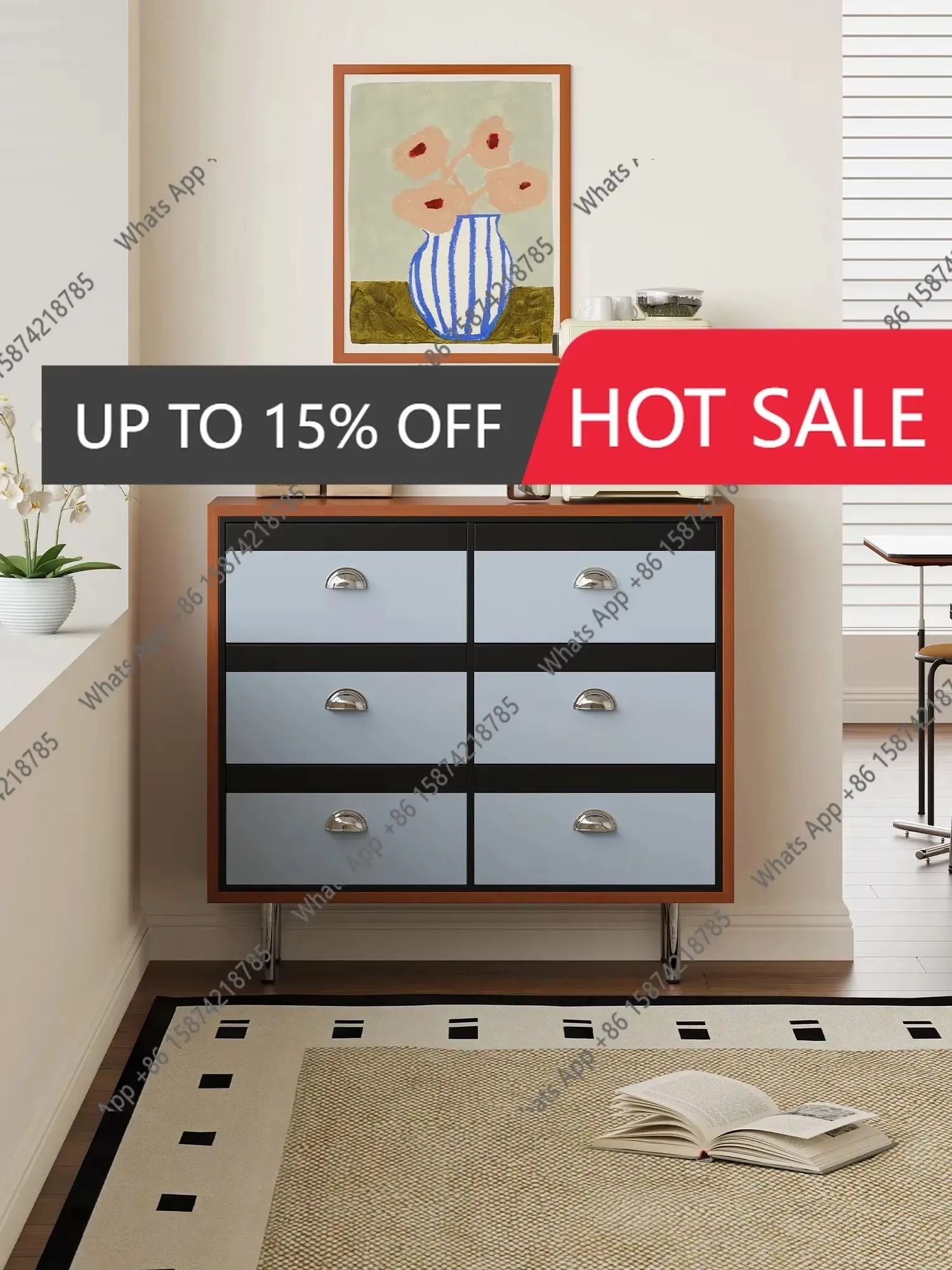 66 B Simple Modern Iris Blues Chest Of Drawers Café Multi-scene Storage Integrated Cabinet High-end Sideboard
