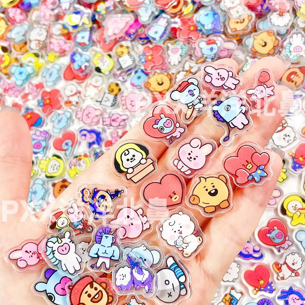 100 Stück BT21 BTS Einlagige 1cm/2cm/4cm Acrylstücke, Zubehör für DIY-Bastelmaterialien, Shake-Zubehör – Detail 5