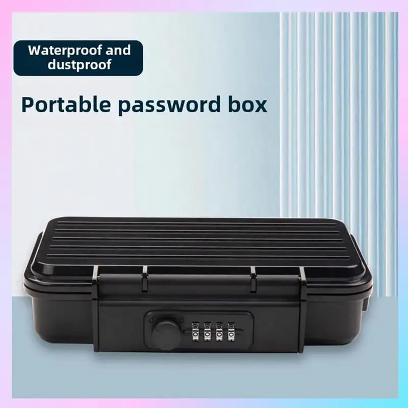 AB25-Outdoor Portabletravel Safe Box Large Capacity Security Lockbox Code Waterproof Key Lock Box With Removable Cable Handle