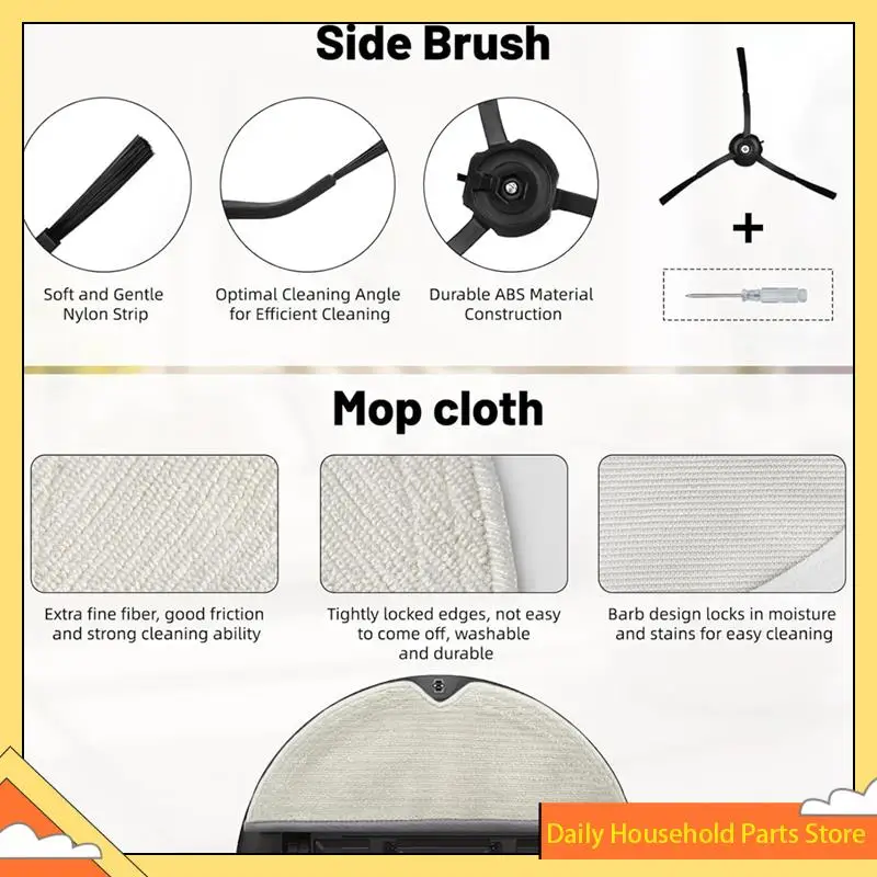 Para roborock q5 pro + q5 pro/q8 max + q8 max peças de reposição-rolo escova lateral filtro mop almofada saco de pó para aspiradores acessórios h