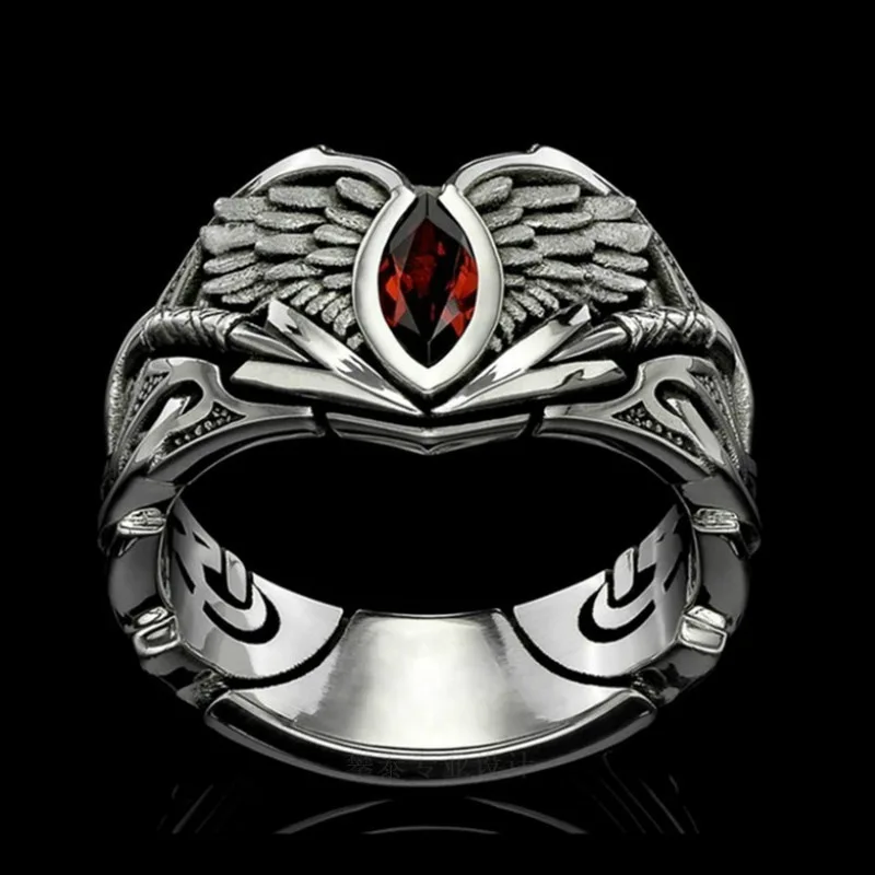 Men Vintage Abyss The Eye of the Devil Fallen Angel Wing Horse Eye Ring  Fashion Finger Ring