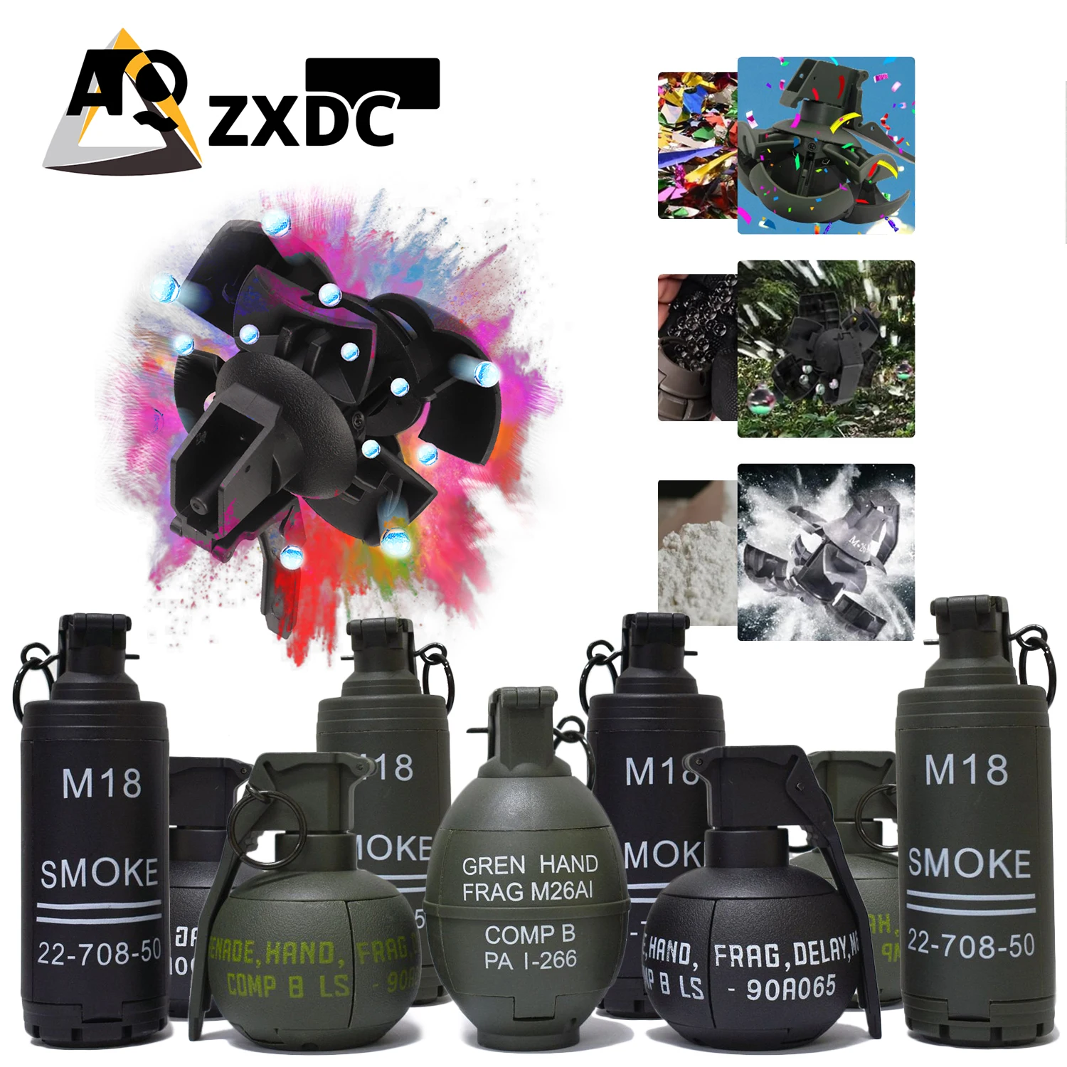 Tactical Hand Grenade Toys for CS Battle Game, Airsoft Paintball Grenade Toys Role Play Model Prop M67/82-2/M26A1/M26A2/M18