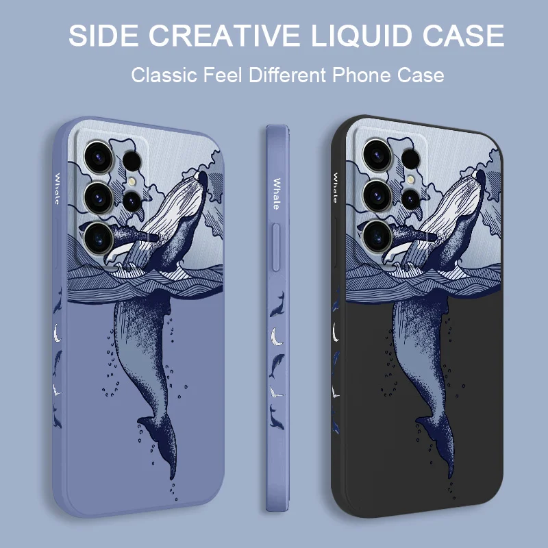Walvis Springen Telefoon Case Voor Samsung Galaxy S25FE S24 S23 S22 S21 S20 S10 S10E S9 Ultra Plus FE Note 20 Ultra 10 9 Plus Cover