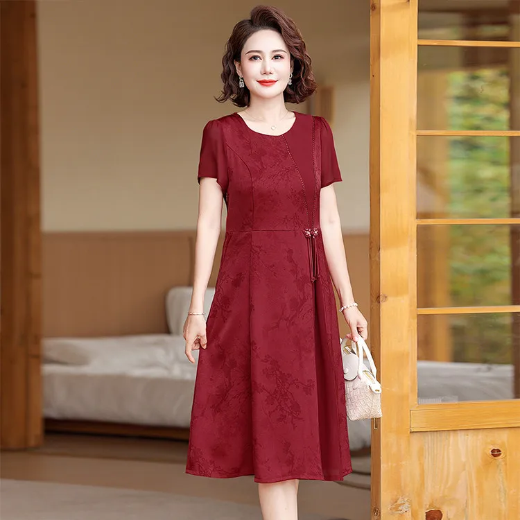 

Summer 2026 Red Short Sleeve Wedding Celebration Clothing for Mother-In-Law And Father-In-Law's Wedding Ceremony Sweet Style ...
