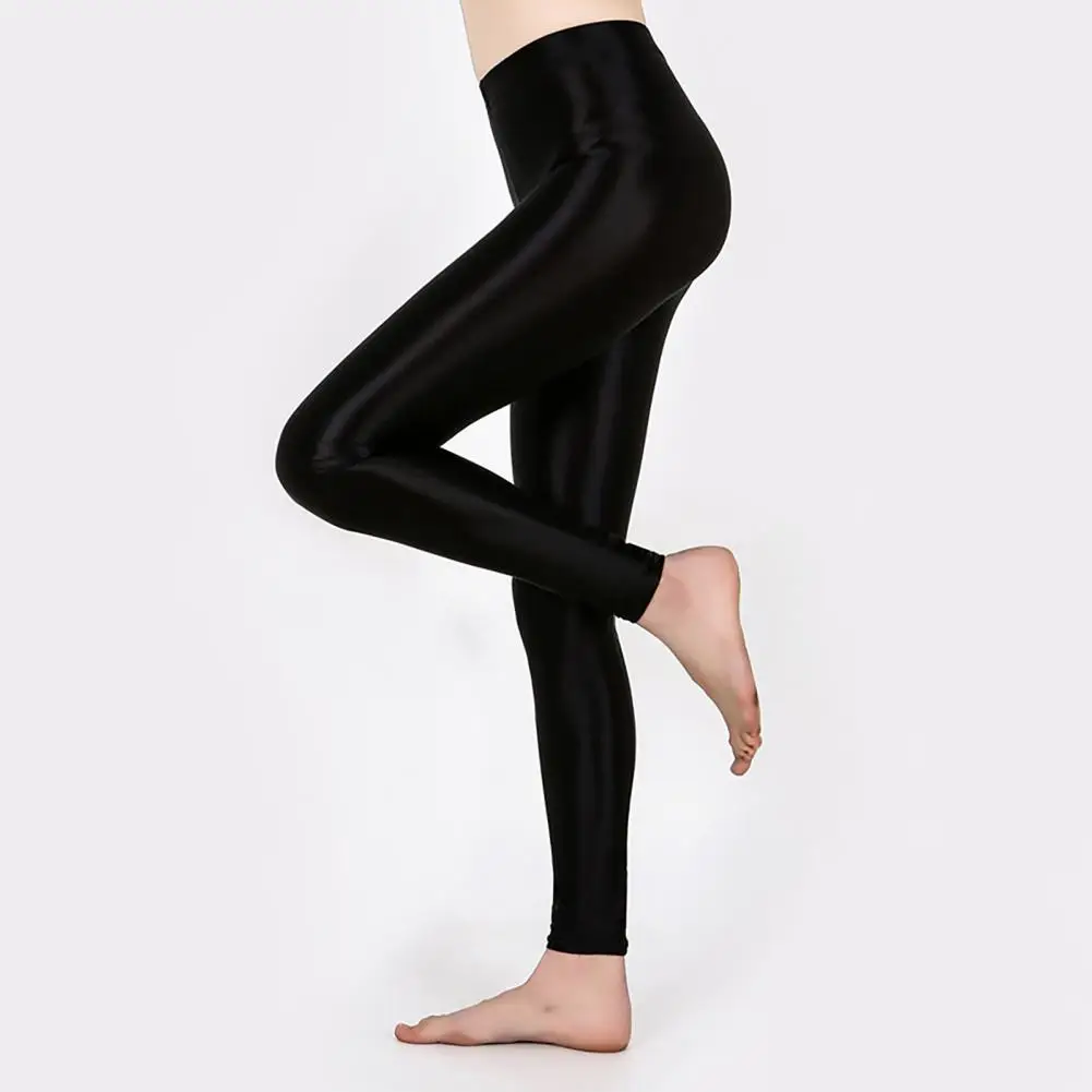 Yoga Leggings High Stretched Glossy Surface Sports Legging Skinny Butt-lifted Tummy Control High Waist Sports Ninth Pants