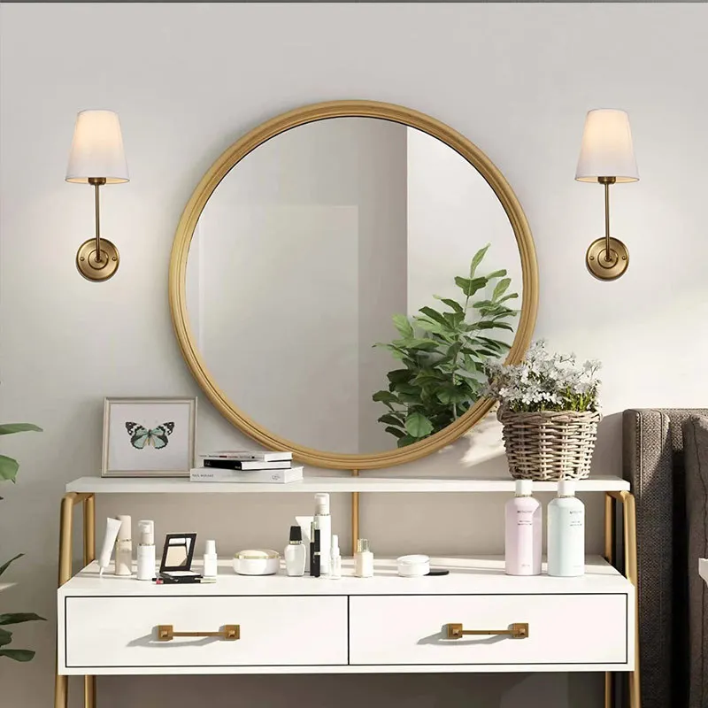 American Country Wall Lamp With single-Head Iron Fabric Cover European Style Living Room Hotel Room Bedroom Bedside Wall Lights - Image 4