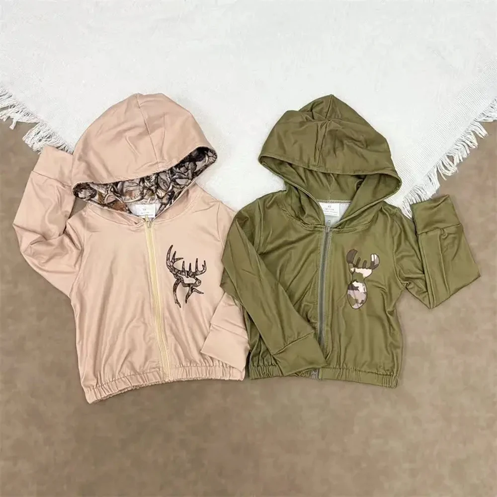 Z1016-14 GT0334 Wholesale baby girl clothes Matching duck zipper hooded long-sleeved tops Summer Boutique kids clothes girl