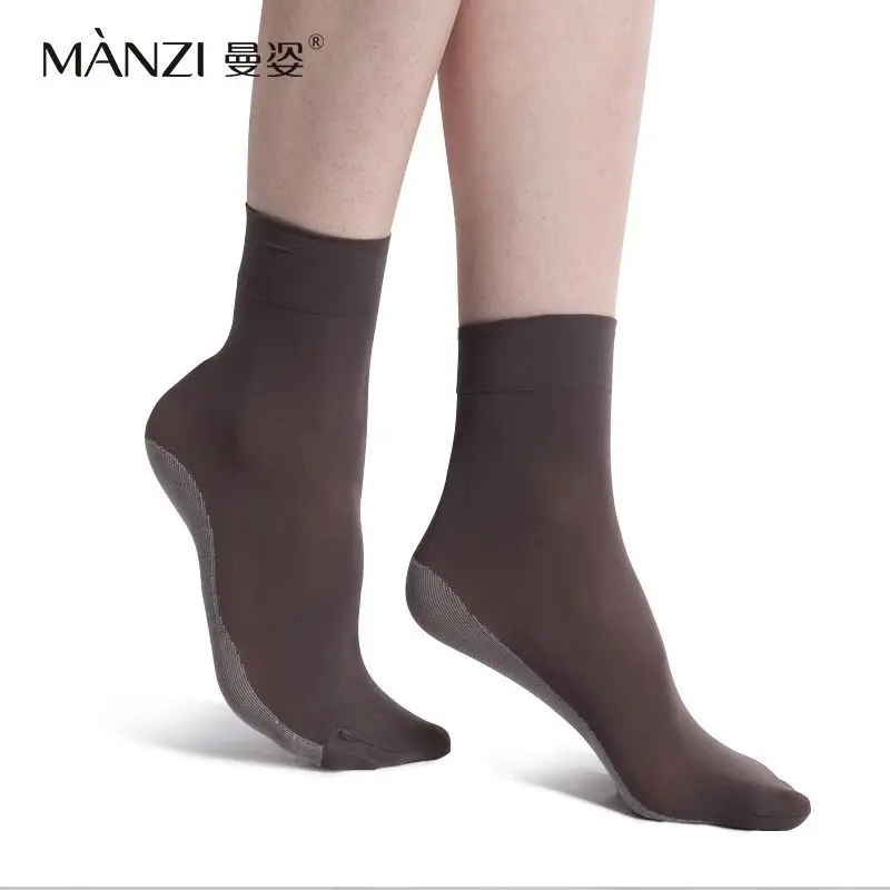 Short Velvet Socks for Women, Bamboo Charcoal Fiber Sole, Antiskid, Antibacterial, Anti-Odor, Thick Nylon Silk,Spring and Summer