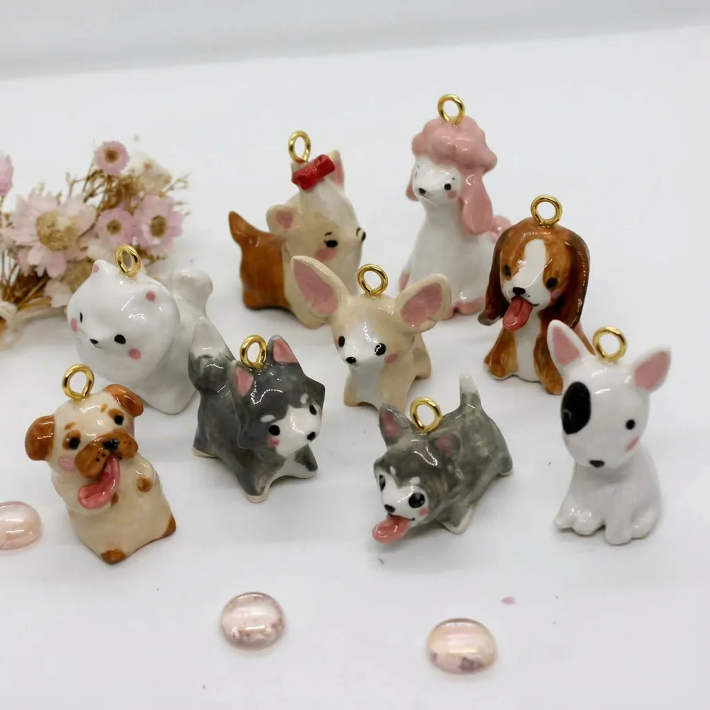 New Fashion Cartoon Small Animal Accessories Pet Dog DIY Necklace for Women Girls Cute Enamel Little Dog Necklace DIY Accessory