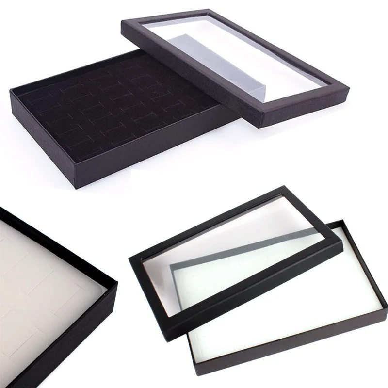 1 قطعة بولي كلوريد الفينيل 36 فتحات صندوق خاتم أقراط مجوهرات عرض حامل المنظم العملي عرض حالة شفافة نافذة صينية حقيبة للتخزين #6