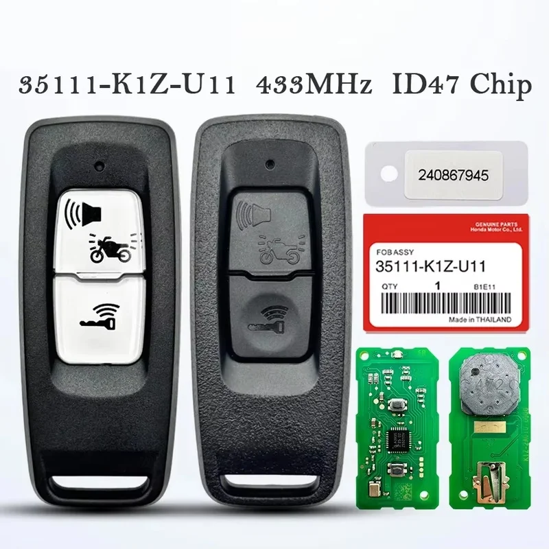 Motorcycle Remote Keys 433Mhz ID47Chip for Honda FORZA NSS350 PCX160 K1Z 2021-2023 with sticker package