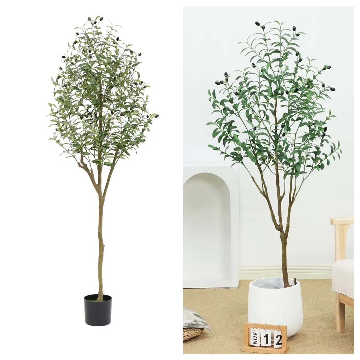 

5.9 FT Faux Olive Tree, Tall Faux Plants Indoor Artificial Olive Tree otted Olive Silk Tree for Bedroom Living Room Office Home