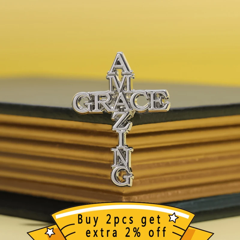 Belief In The Symbol Of Christ Jesus Enamel Pins Amazing Grace Creative Cross Brooches Lapel Hat Badge Decorative Wholesale Gift