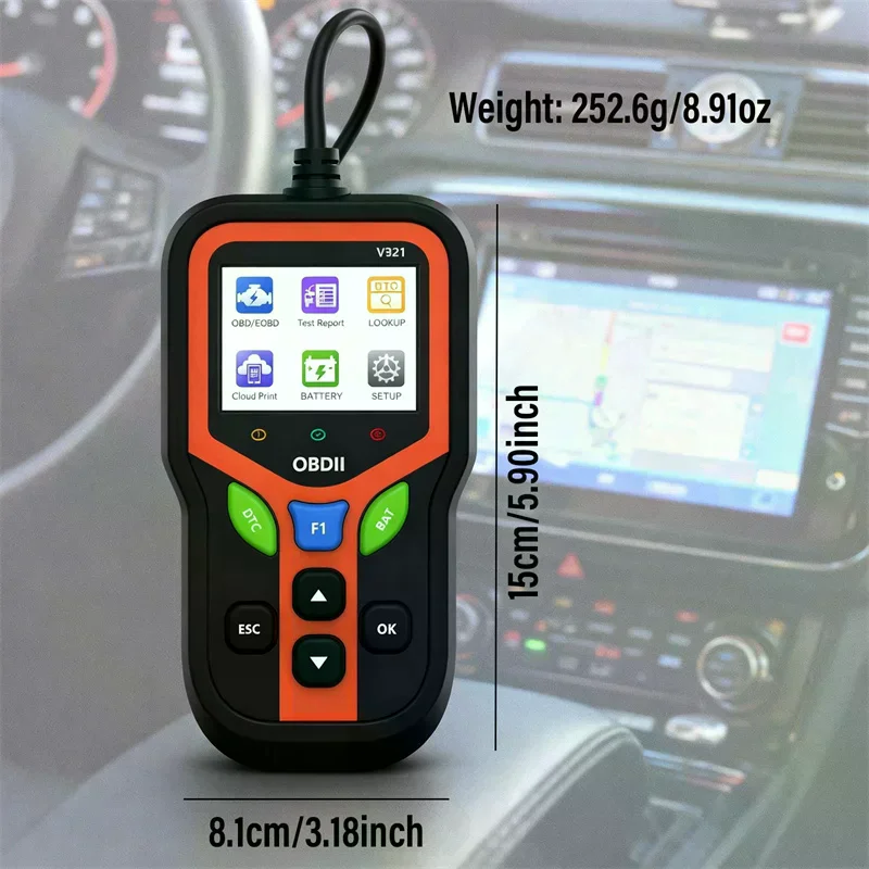 obdiiカースキャナー-ユーザーフレンドリーなobd2エンジン診断コードリーダー-バッテリーモニター付き-家庭用車向け