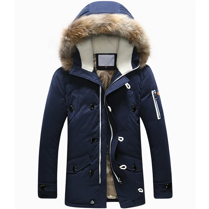 Chaqueta con capucha para hombre, parka gruesa de plumón de pato blanco, abrigo de invierno, nueva marca, 90%