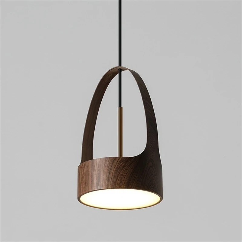 Modern Minimalist Small Pendant Lights Bedroom Luxury Bedside Small Chandeliers Nordic Restaurant Wooden Metal Lighting Fixtures