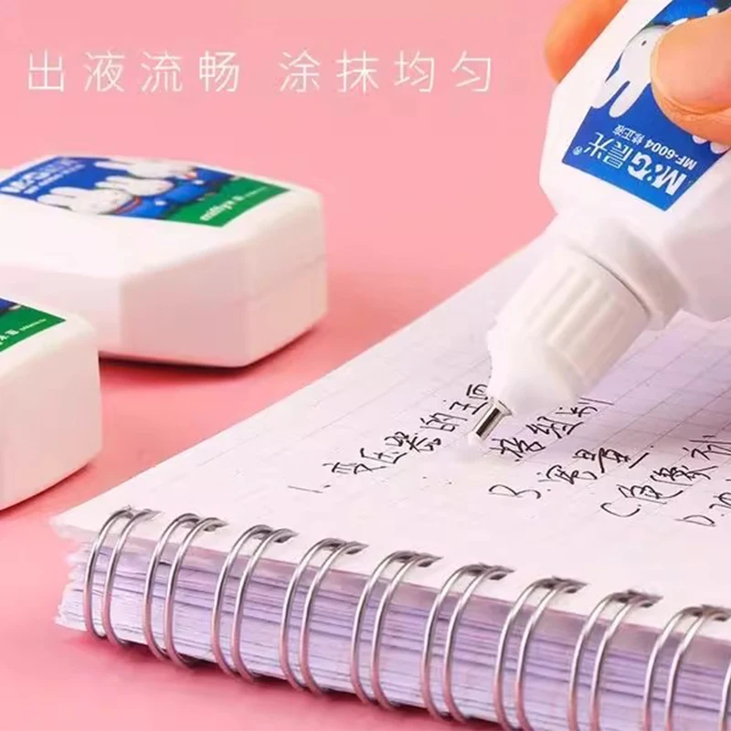 Liquide correcteur M&G pour usage étudiant et bureau, 18 ml/bouteille, corrige les erreurs, 2 façons d'utiliser, brosse et pointe