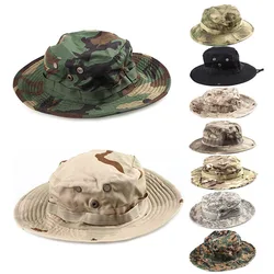 Mens Camo Military Army Boonie Hat Buckets Wide Brim Bush Camping Sun Cap Airsoft Sniper Fishing Outdoor Hunting Hats