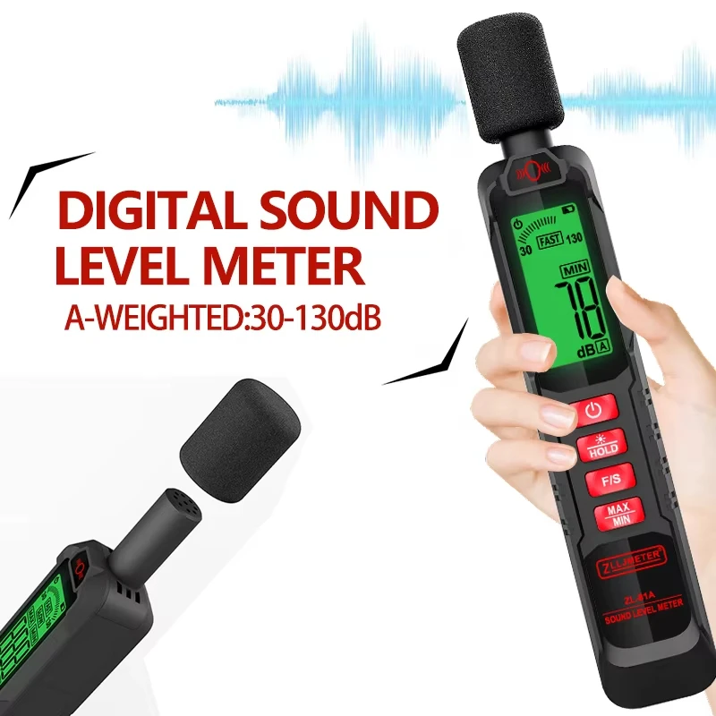 30~130dB A- Weighted Digital Noise Meter Sound Level Meter Handheld DB Meter Audio Measuring Instrument Decibel Monitor