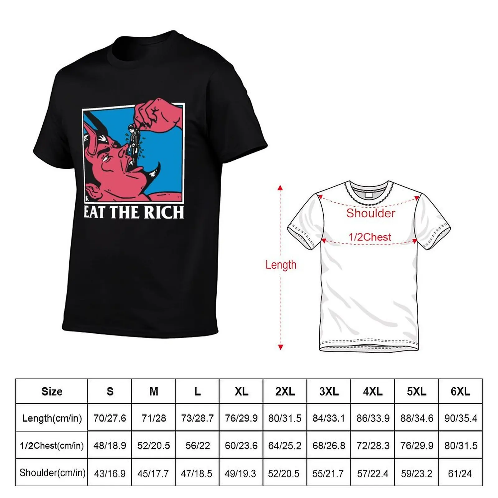 Eat The Rich T-Shirt, Summer Casual Cotton Tee, Oversized Streetwear Tops, Vintage Graphic Print, Loose Fit Short Sleeve