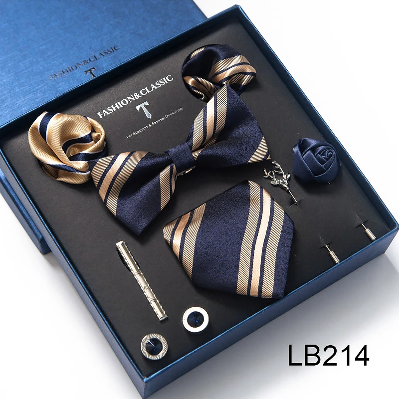Hochwertiges Krawatten-Set, luxuriöse Geschenkbox, Seidenkrawatten-Set, 8 cm, festliches Geschenk, Krawatte, Einstecktücher, blaues Weihnachtsgeschenk – Detail 15