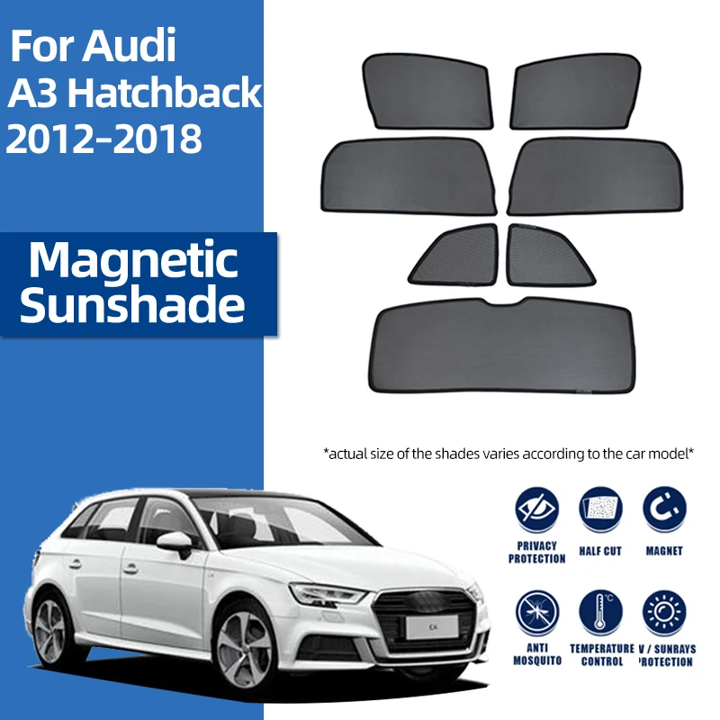 For Audi A3 S3 Sportback 8V 2015-2019 Car Magnetic Sunshade Front Windshield Curtain Rear Side Window Sun Shade Visor