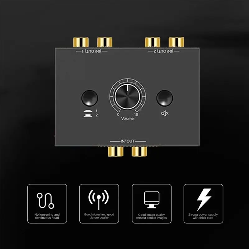 DT21 2 Into 1 Out 1 Into 2 Out Audio Switcher Black Metal Audio Converter Fast Switching for Multi-Device Connection