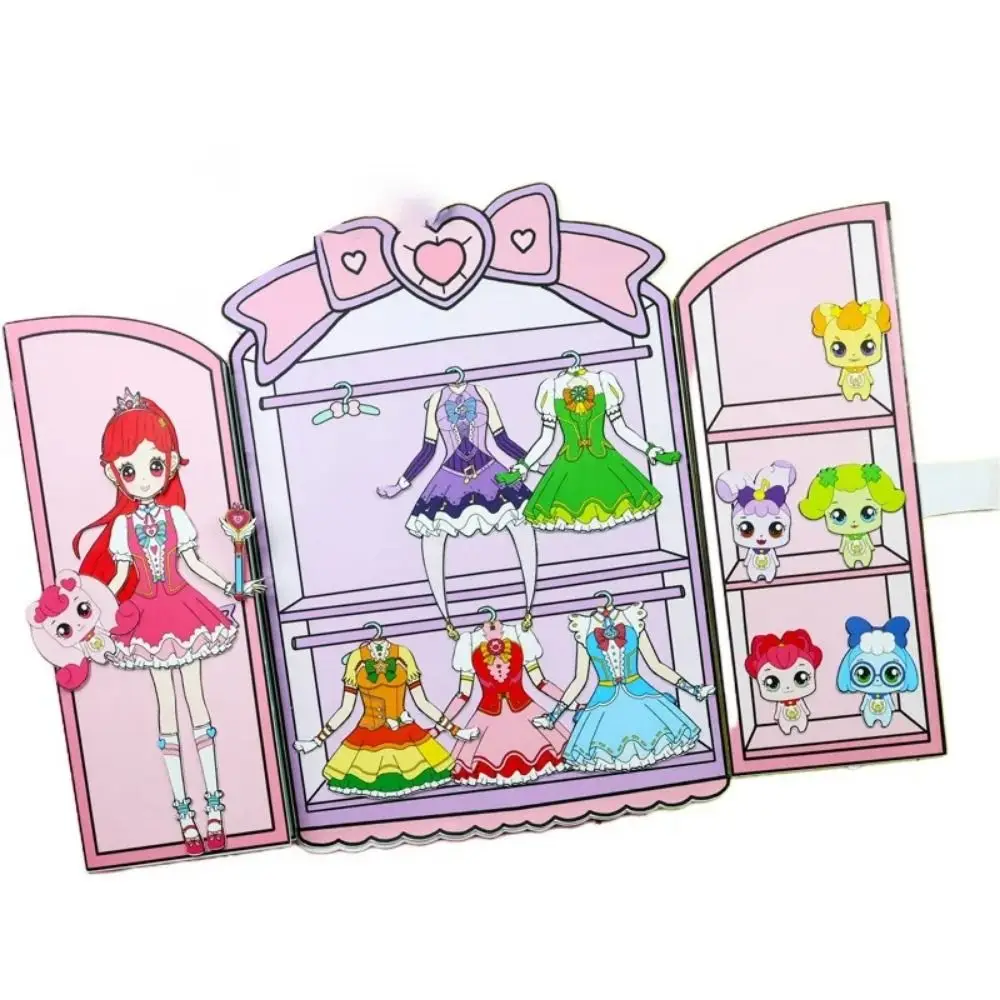 Sem corte de papel casa de boneca menina jogar repetidamente diy brinquedo boneca de papel livro silencioso princesa manual adesivo diy bonito princesa livro