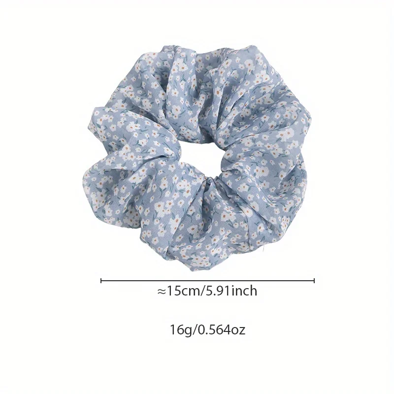 ربطة شعر منعشة ورقيقة باللونين الأزرق والأبيض بطبعة زهور الأقحوان، ربطة شعر متينة ومرنة للغاية، لطيفة على إكسسوارات الشعر #2