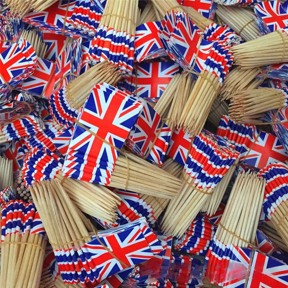 100pcs 65mm paper national flag toothpick birthday party cake topper UK toothpick flag 10000 national flag fruit sign