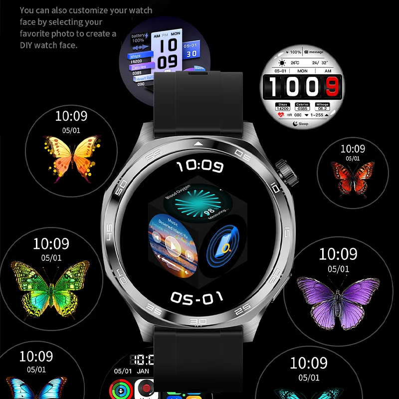 GEJIAN ผู้ชาย 5.4 สมาร์ทบลูทูธนาฬิกา Heart Rate การตรวจสอบสุขภาพโหมดกีฬาหลายคู่สมาร์ท Android iOS นาฬิกา