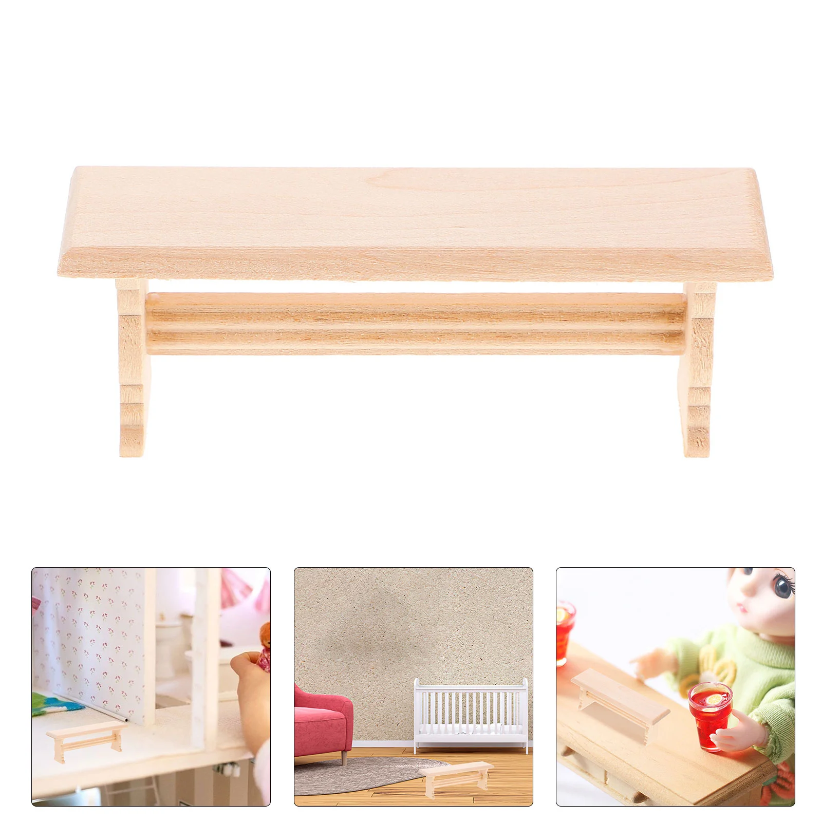 Miniature Tables and Chairs House Decor Sofa Accessories Wooden Furniture Models Long