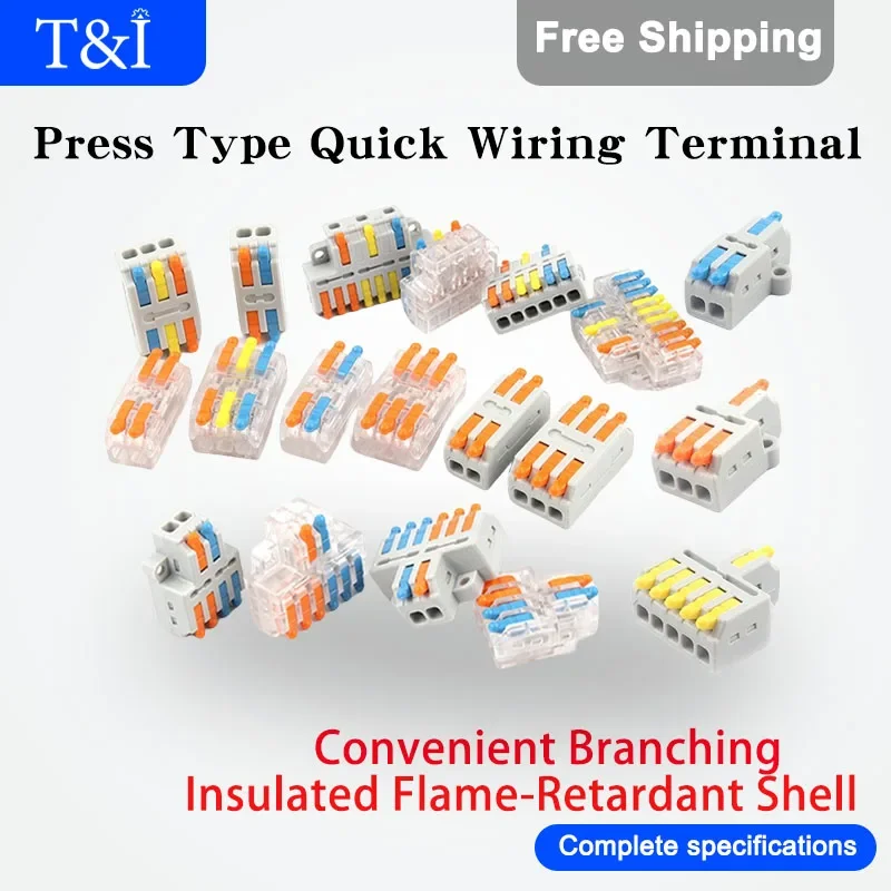 

Fast Terminal Solder-free Stripping-free Wire Connector Pluggable Soft And Hard Wire Nniversal 1 In Multiple Out Function