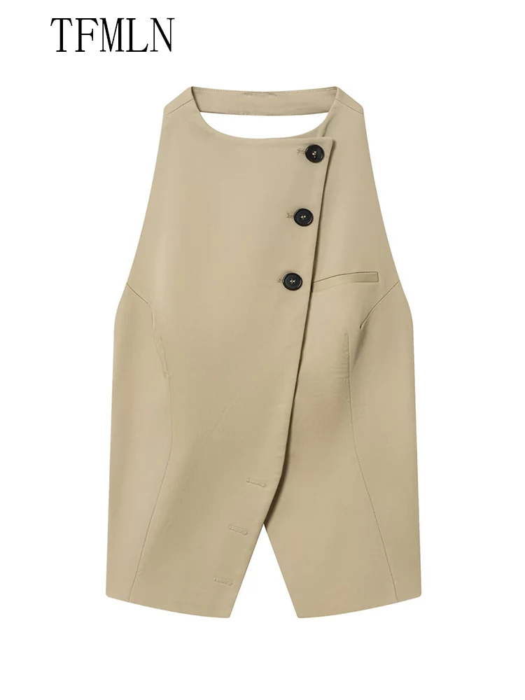 مثير المرأة الصلبة الرسن الأعلى مستقيم بانت مجموعات 2025 الخريف شيك عارية الذراعين بلوزات بلا اكمام سستة السببية بنطلون مع حزام الزي