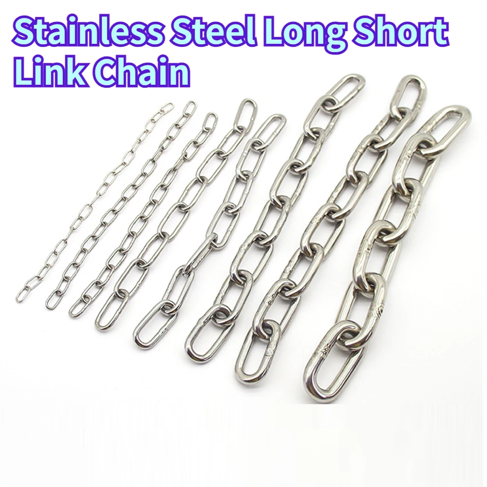 1/5/10Meter Length 1.2-10MM Diameter Highly Polished Welded 304 Stainless Steel Long Short Link Chain for Lifting Binding