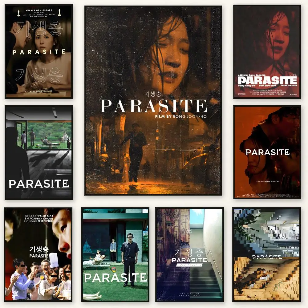 Thriller Movie P-Parasite Poster Frameless Peel-and-Stick Removable Wall Art Print