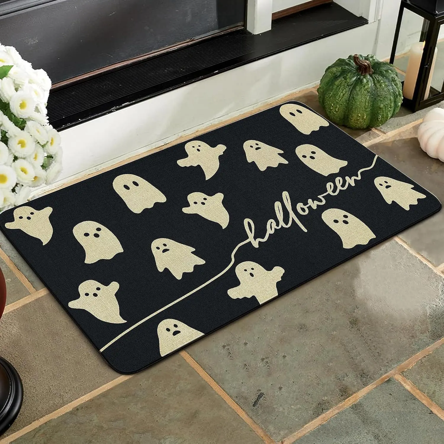 VIKAMA Halloween-Fußmatte, rutschfest, schmutzabweisend, für den Eingangsbereich, Flur, Nachttisch, Teppich für Schlafzimmer, Halloween, Party, Heimdekoration