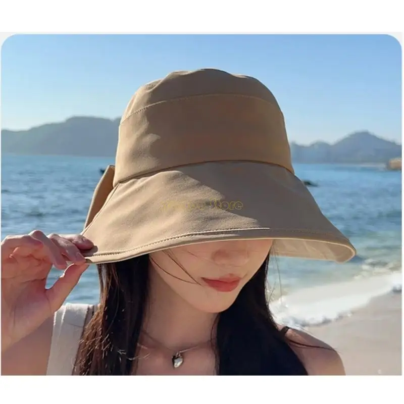 31BF Elegant Bucket Hat for Girls Women Women Combatable Fisherman Gat con Bownot