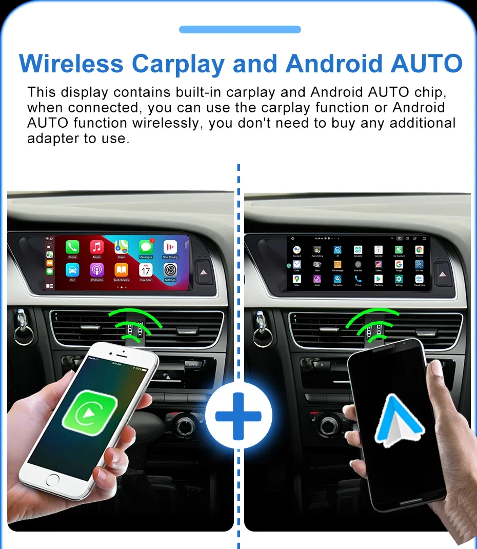 8,8' Linux Multimedia-Bildschirm, kabelloses CarPlay, Android Auto, Autoradio für Audi A5 2009-2016, AutoLink, AirPlay, Bluetooth, Navigation – Detail 9