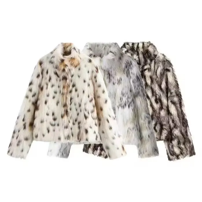 패셔너블한 인조 모피 효과 아우터웨어 ZR 슬레 신상 가을 겨울 여성 의류 스트리트 슬레 폴리에스터 섬유 00%