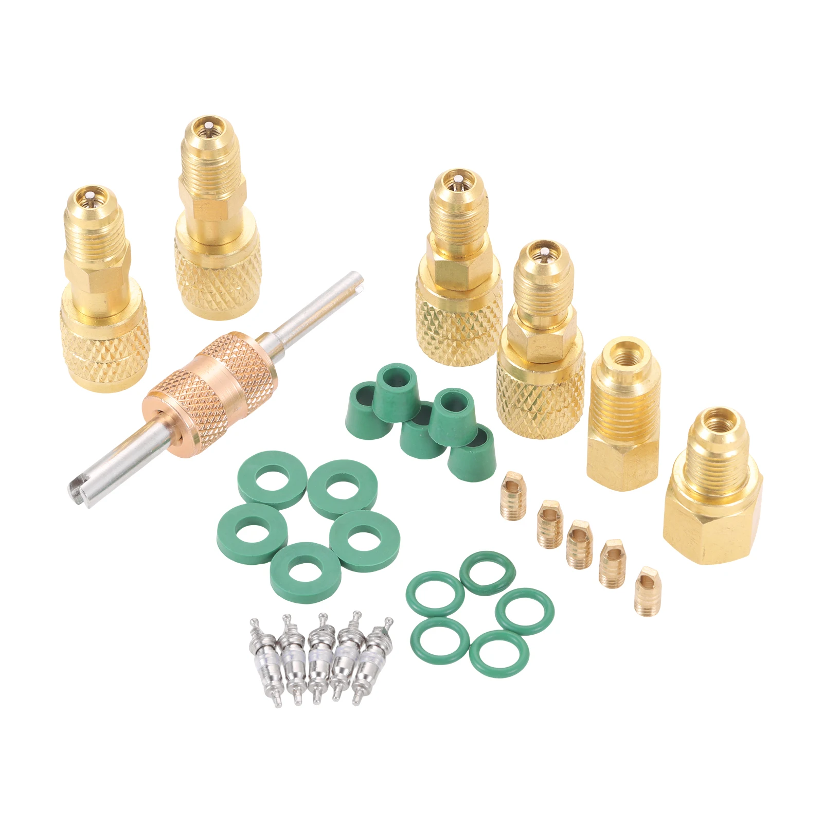 R32 R454b R410a R134A Refrigerant A2L Brass Tank Adapter Connector Kit with Valve Core Remover Washer Tool for Mini Split System