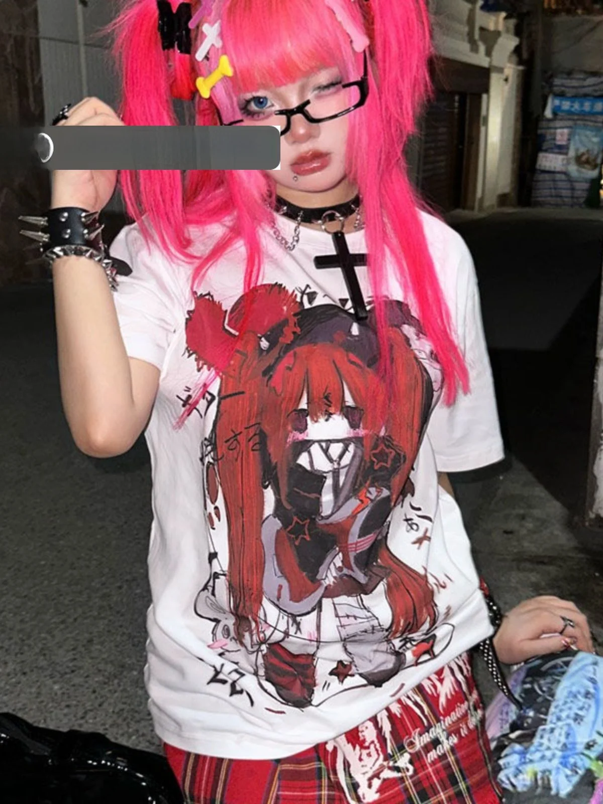 

Yabifeng Cultural ort Sve T-irt Y2K Japanese Sle Men's Ro Punk Top Soft Girl's Faion Summer Outfit for Women