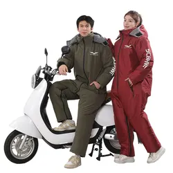 For Motorcycle Riding Winter Waterproof Windproof All-in-One Suit Warm Thickened Plush Riding Cold-proof Clothing Skiing Suits