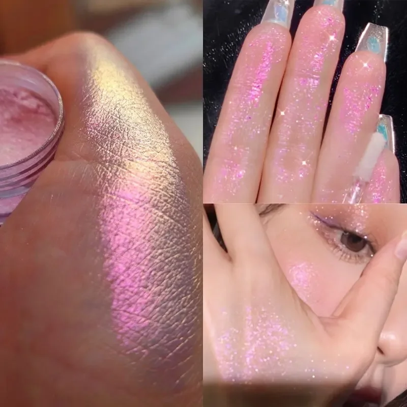 Tavolozza di evidenziatori camaleonte Ombretto Viso Corpo Pigmento Shimmer Glitter Evidenziatore colorato in polvere Polvere per trucco scenico
