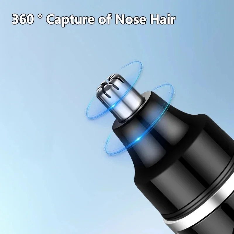USB Rechargeable Nose Hair Trimmer LED Power Display Waterproof Electric Nose Ear Hair Remover Portable Men Grooming Tool