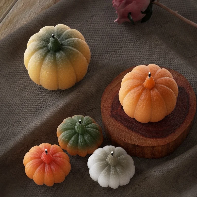 Pumpkin Shape Aroma Plaster Candle Silicone Mold DIY Pumpkin Candle Holder Ornament Desktop Decoration Resin Mold Halloween Gift