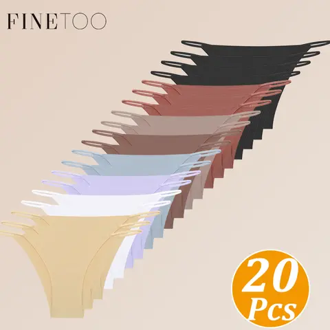 FINETOO 20Pcs Women Seamless Pantys Ice Silk Thongs Low Rise String G-Strings Strap Panties No Trace Breathable Invisible Underwear Solid Color Daily Lingerie Cotton Crotch Briefs
