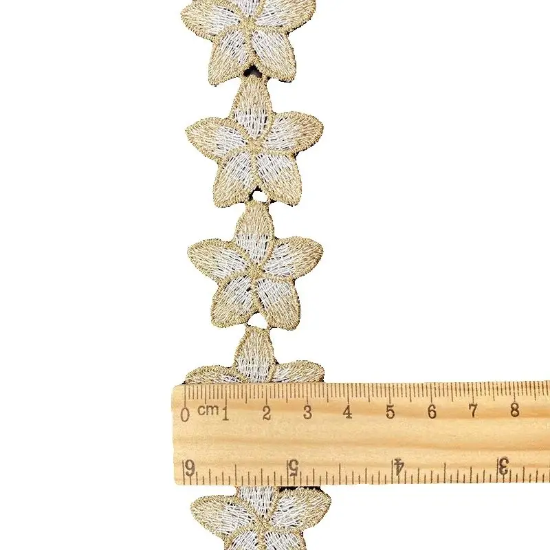 Goldfaden Zweifarbige Stickerei Blumen-Stern-Spitzenband DIY Lolita Kinderkleidung Nähzubehör