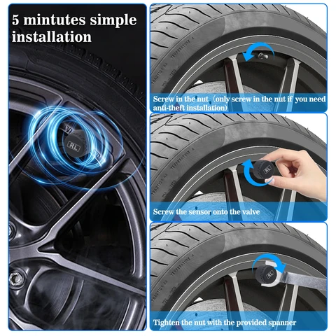 Система контроля давления в шинах TPMS на солнечной энергии для автомобилей — фото модели